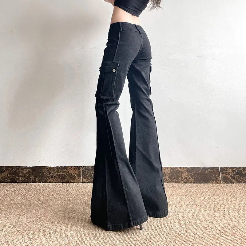 Utility Zipper Black Pants