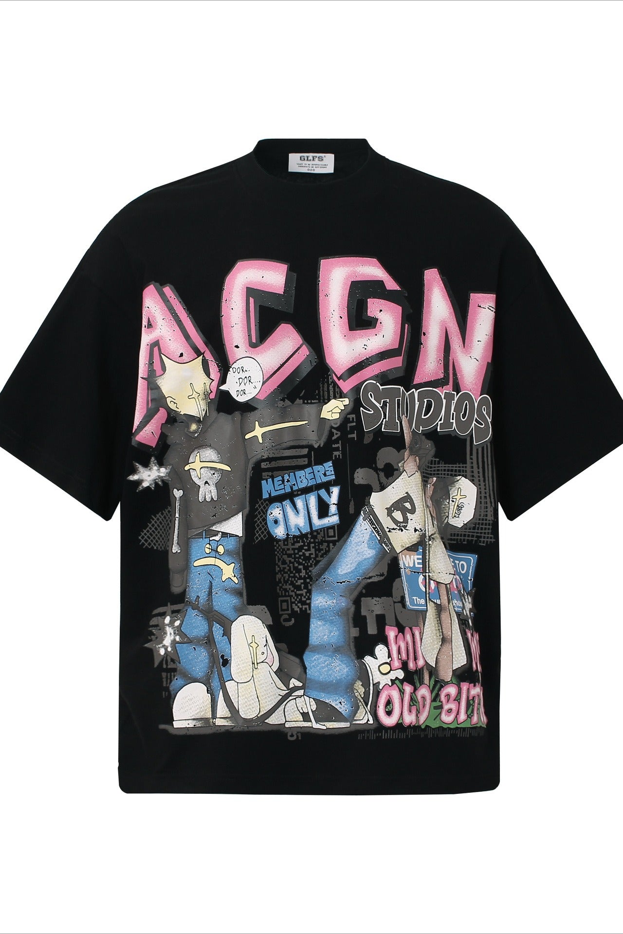 Urban Hip-hop Cartoon Print Loose Fit T-shirt