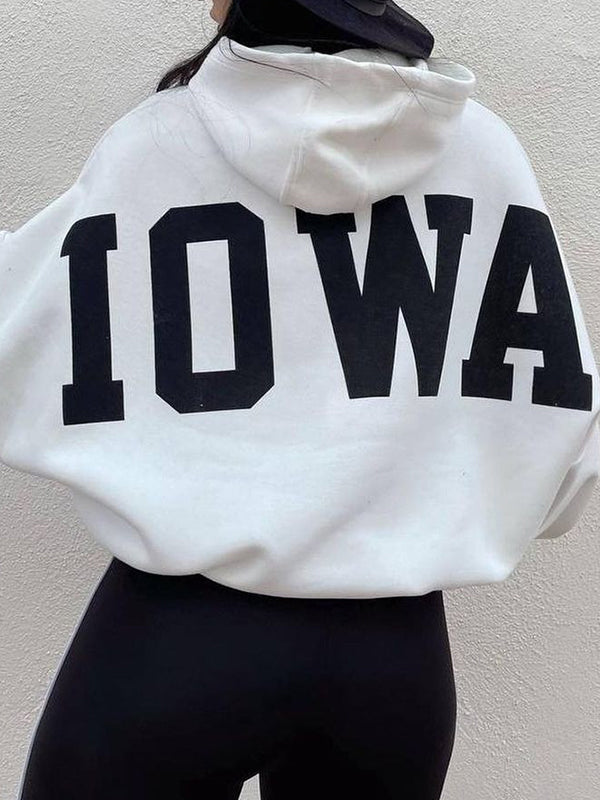 Letter Print Short Oversized Hoodie