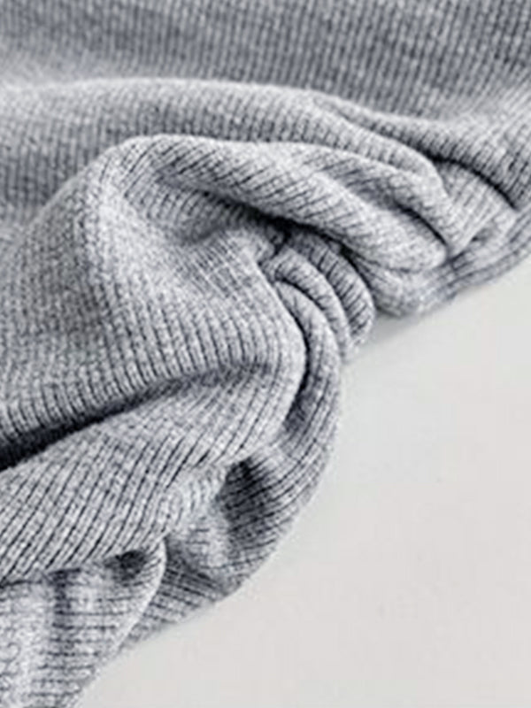 Solid Mock Neck Shirred Slim Long Sleeve Knit