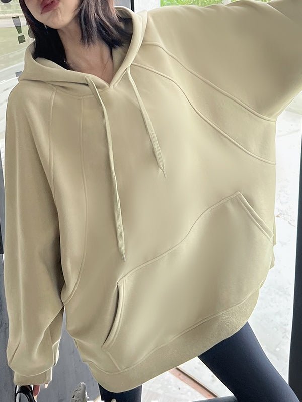 Letter Print Kangaroo Pocket Oversized Hoodie