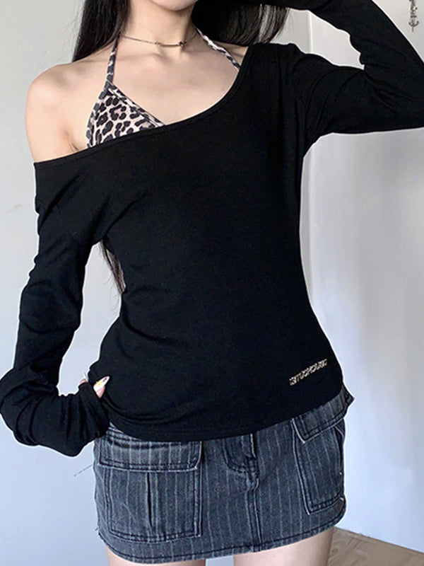 Leopard Print V Neck Long Sleeve Tee