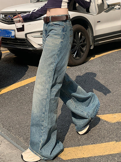 Retro Water Mark Design Flare Jeans