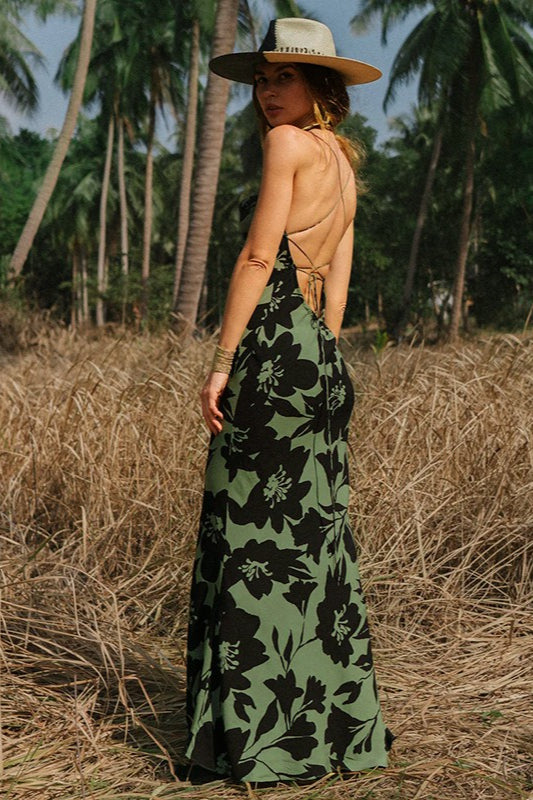 Sexy Floral Backless Slip Dress