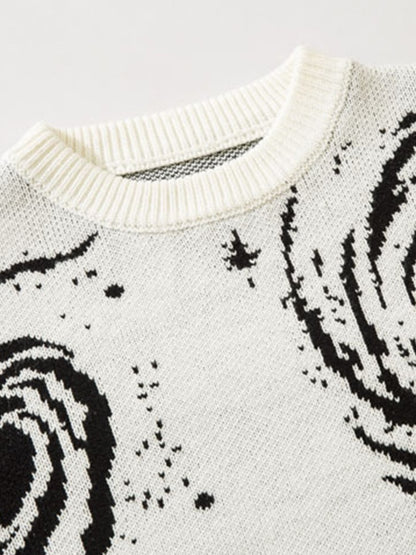 Swirl Print Ripped Design Sweater