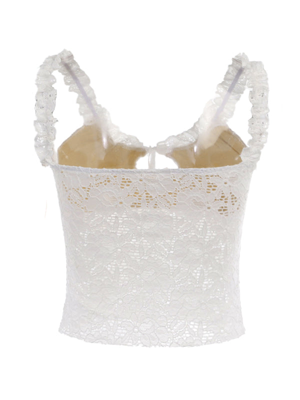 Lace Fungus Strap Tie Up Cami Top