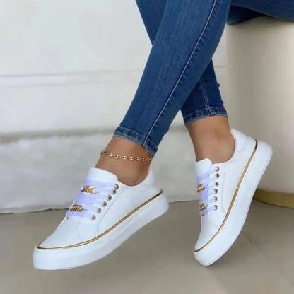Women's Modern Platform Lace Up Sneakers with Gold Chain Style | Great for All Seasons