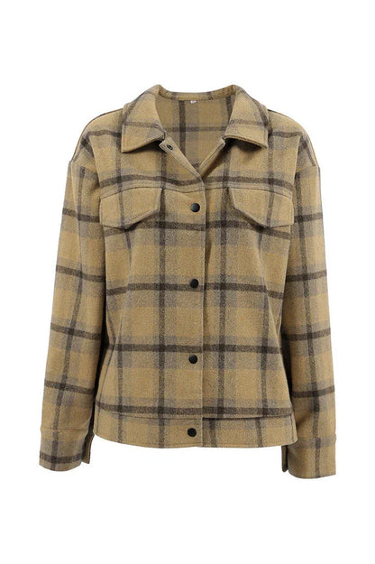 Chaqueta clásica informal de cuadros con solapa 