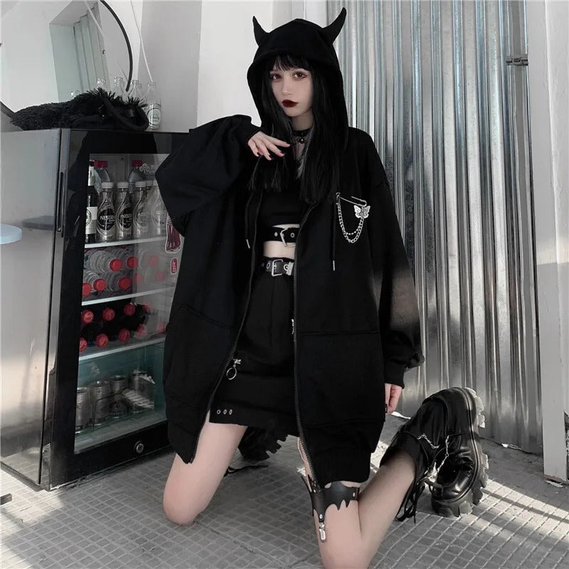 Dark Techwear Hooded Coat