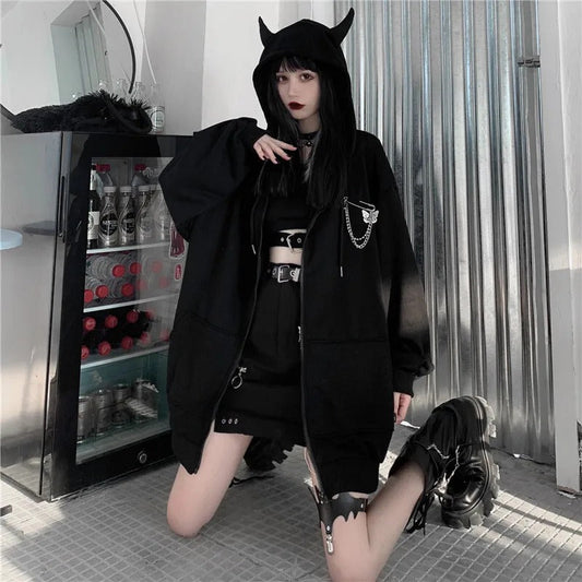 Dark Techwear Hooded Coat