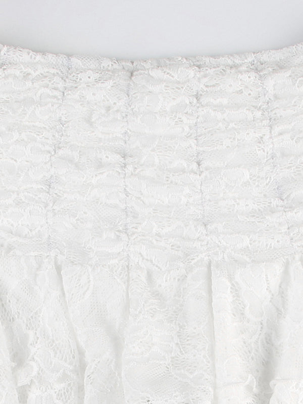 Irregular Hem Design With Wavy Edge Lace Splicing Mini Skirts