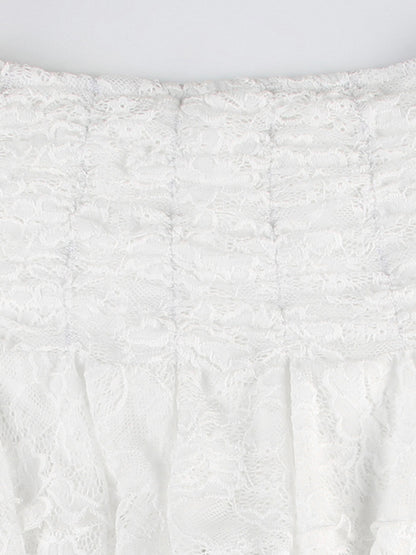 Irregular Hem Design With Wavy Edge Lace Splicing Mini Skirts
