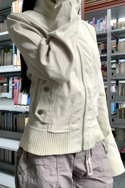 Cropped Utility Stand Collar Jacket