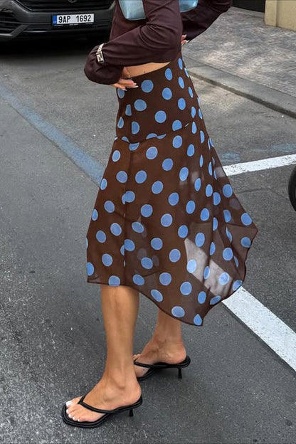 Sheer Polka Dot Ruffled Mesh Skirt