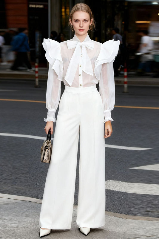 Solid Waist-Tie Sexy Stylish Blouse