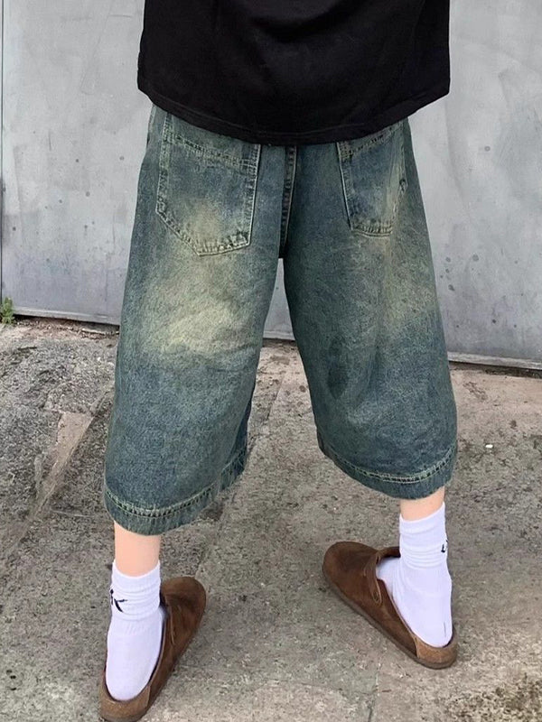 American Vintage Washed Aged Denim Shorts