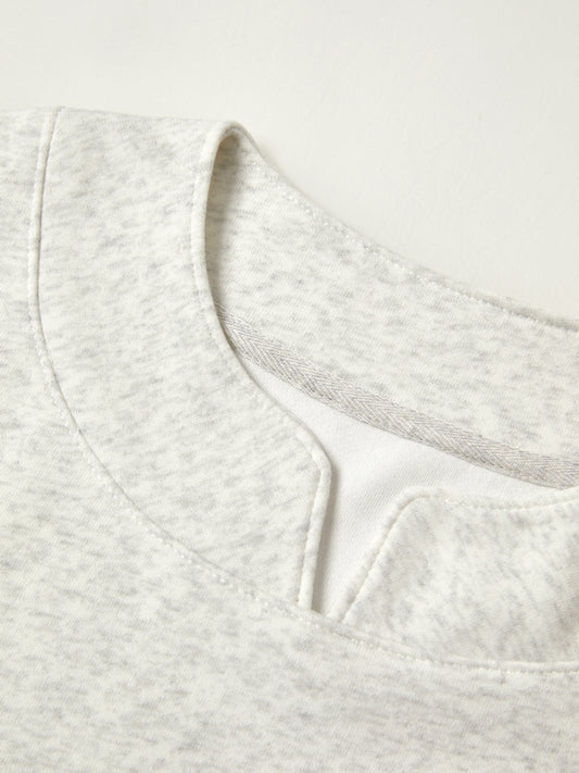 Solid Color V Neck Label Decor Oversized Hoodie