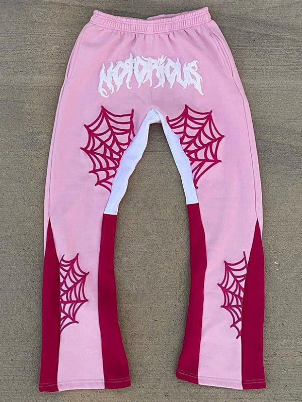 Spider Web Lettering Foam Print Sweatpants