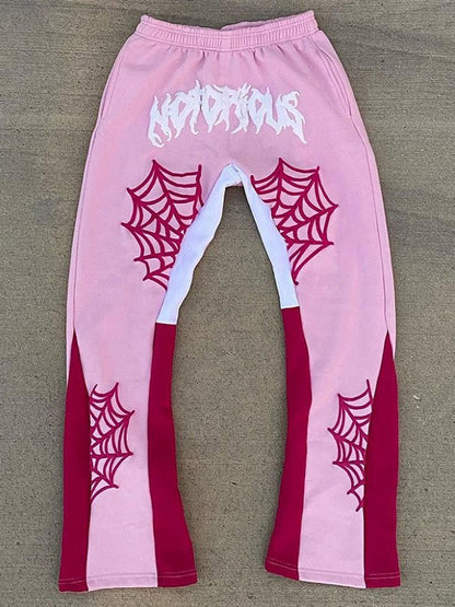 Spider Web Lettering Foam Print Sweatpants