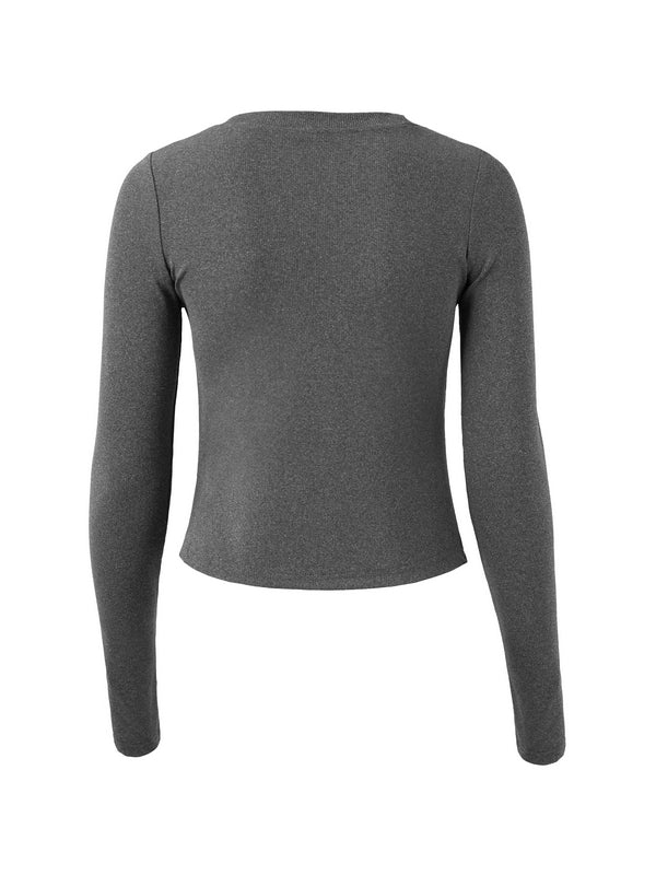 Print Ribbed Slim Long Sleeve Knit