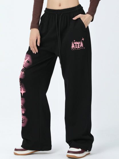 Vintage Letter Print Sweatpants