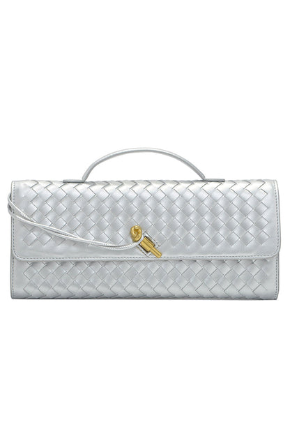 Woven Soft Leather Horizontal Square Accordion Bag