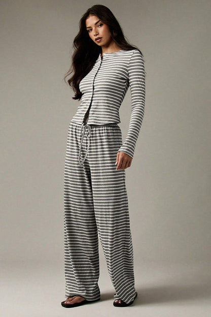 Stripe Button Cord Easy Two Piece Set