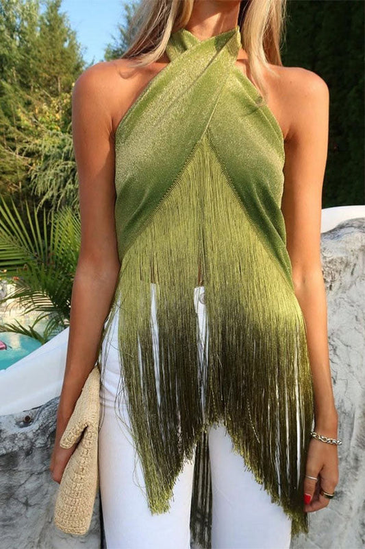 Metallic Tassel Scarf: Perfect for A Luxurious Halter Top or A Belted Skirt