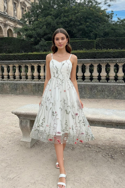 Party Mesh Flowered A Embroidery for Gown Line Summer