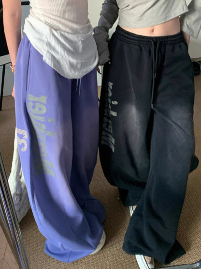 Retro Gradient Distressed Wash Sweatpants