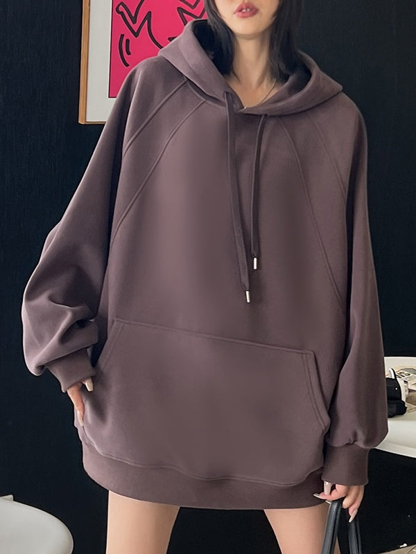 Letter Print Kangaroo Pocket Oversized Hoodie