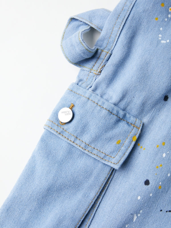 Vintage Big Pocket Splash Ink Print Overalls
