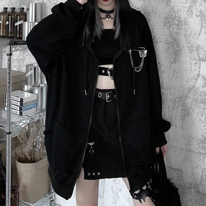 Dark Techwear Hooded Coat