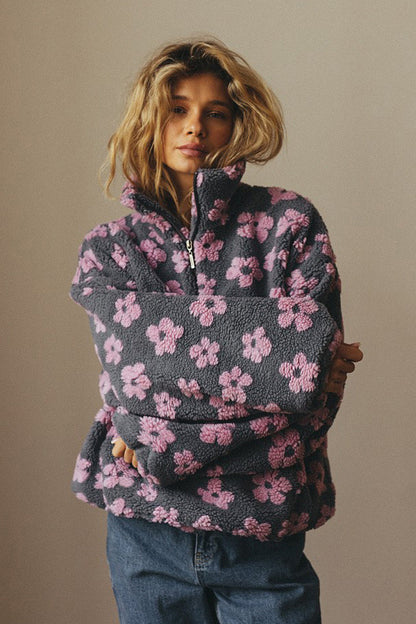 Floral Fleece Warm Fuzzy Sweatshirt