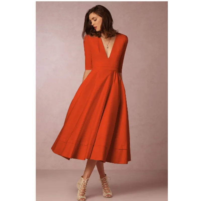 Vestido mini de manga corta con escote en V y corte A para mujer | Ideal para primavera/verano