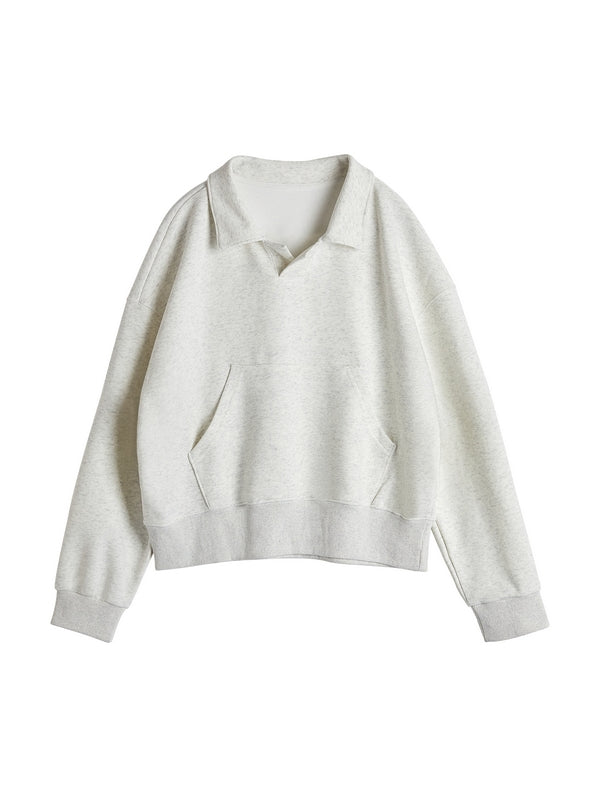 Solid Color Lapel Neck Oversized Hoodie