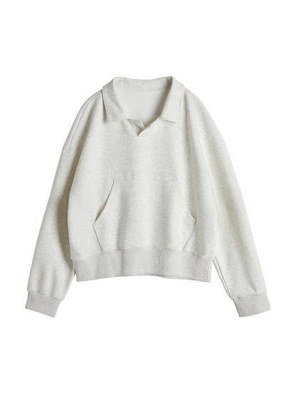 Solid Color Lapel Neck Oversized Hoodie