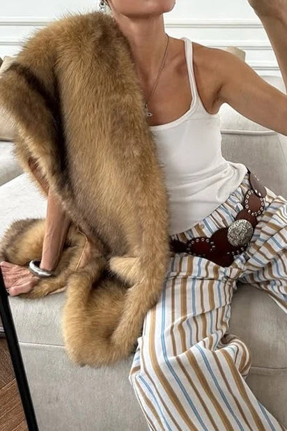 Fluffy Faux Fur With Pockets Luxury Women’s Winter Scarf