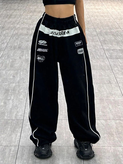 Contrast Color Print Wide Leg Pant