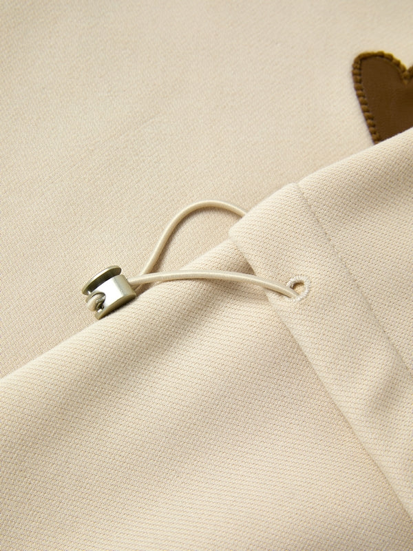 Embroidery Drawstring Sleeve Decor Oversized Hoodie
