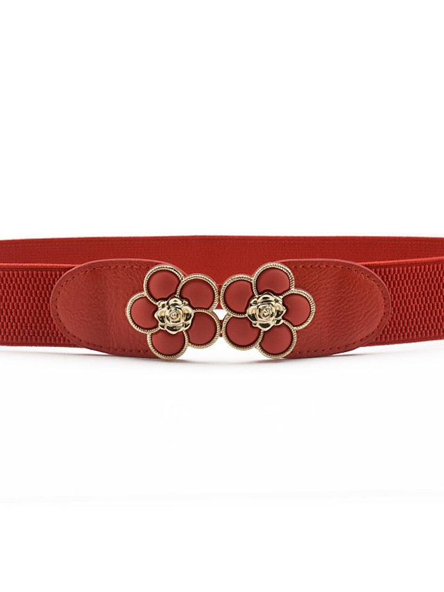 Buckle Party Wedding Street Dailywear Black White Belt Pure Color Red Khaki Fall Winter Spring for Women
