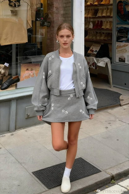 Dandelion Print Sweatshirt Loose Two Piece Set