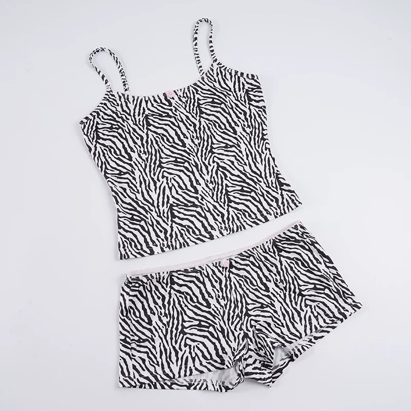 Danica Zebra Print Shorts Set