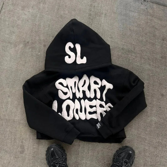 Dark Alphabet Graphic Pullover Hoodie