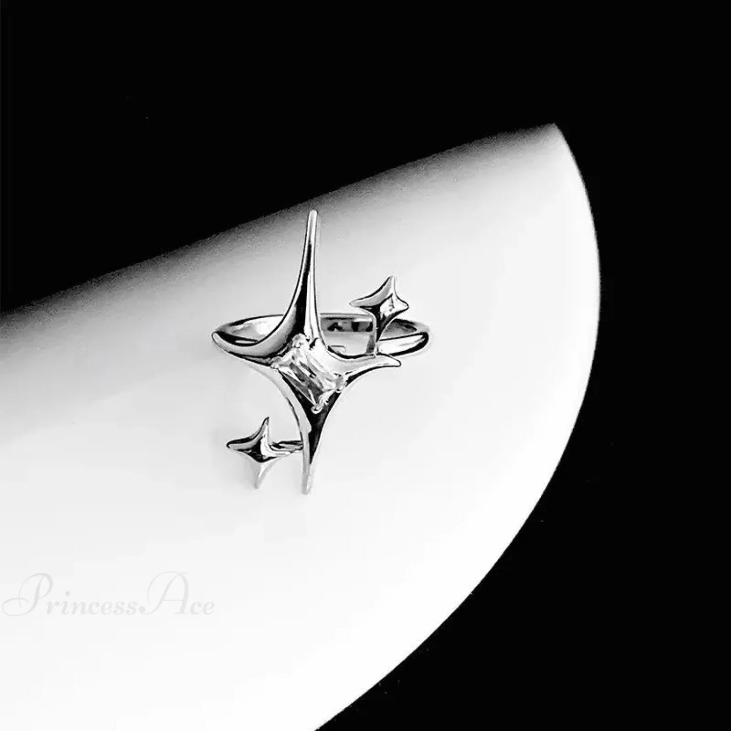 Dark Black Cross Star Ring