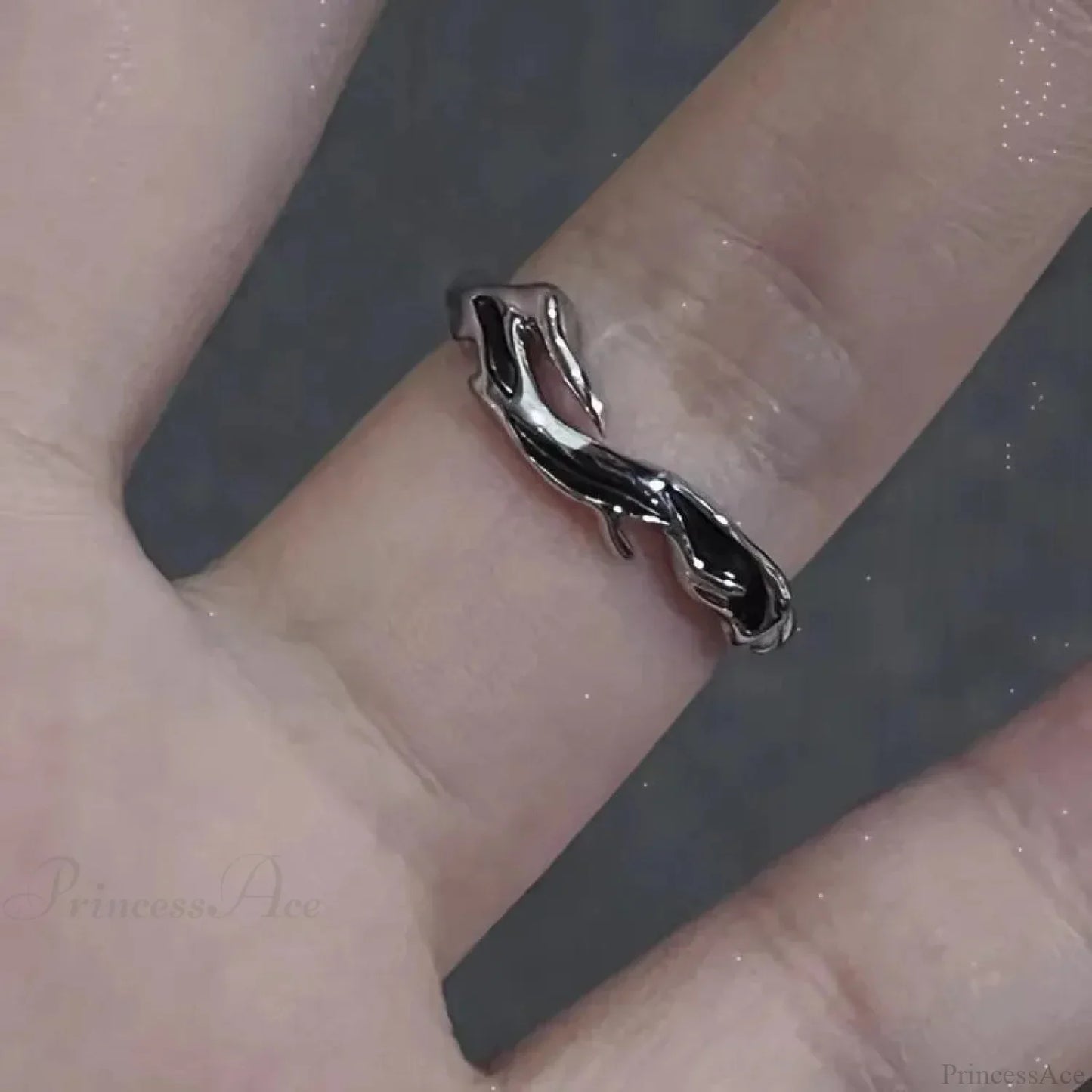 Dark Black Cross Star Ring