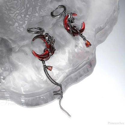 Dark Black Skull Awl Rock Declaration Earring