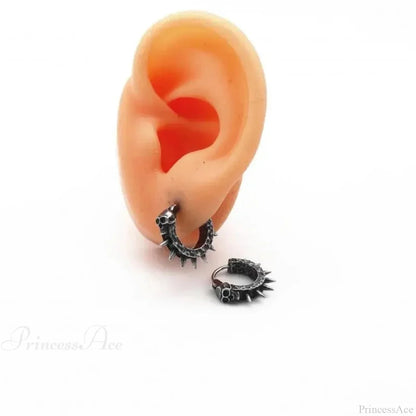 Dark Black Skull Awl Rock Declaration Earring