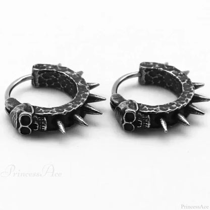 Dark Black Skull Awl Rock Declaration Earring