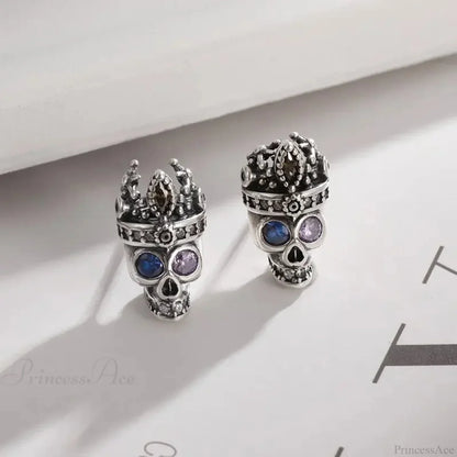 Dark Black Skull Awl Rock Declaration Earring